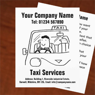 Car Hire & Taxi Services Cartoon Design Flyer