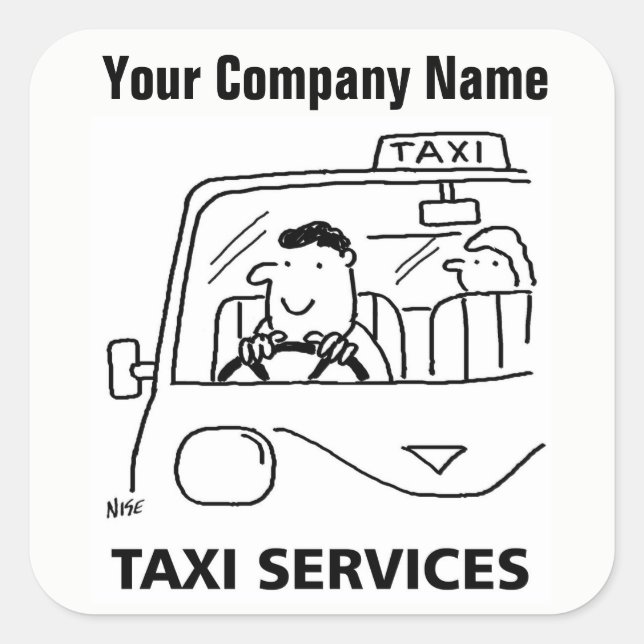 Car Hire & Taxi Services Cartoon Stickers (Front)