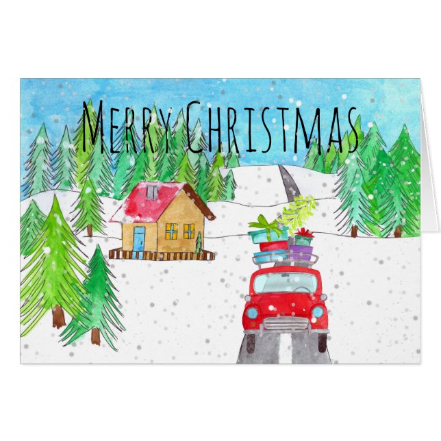 Car in Snowy Forest Customizable  (Front Horizontal)