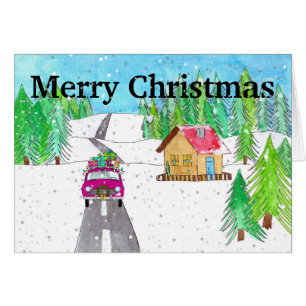 Car in Snowy Forest Customizable 