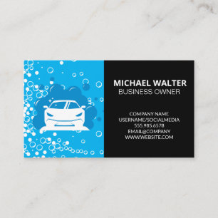 Car in Soap Automobile Cleaning Business Business Card