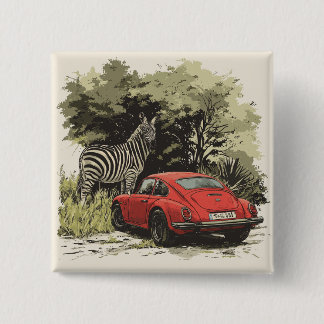 Car in the wild 2 inch square button