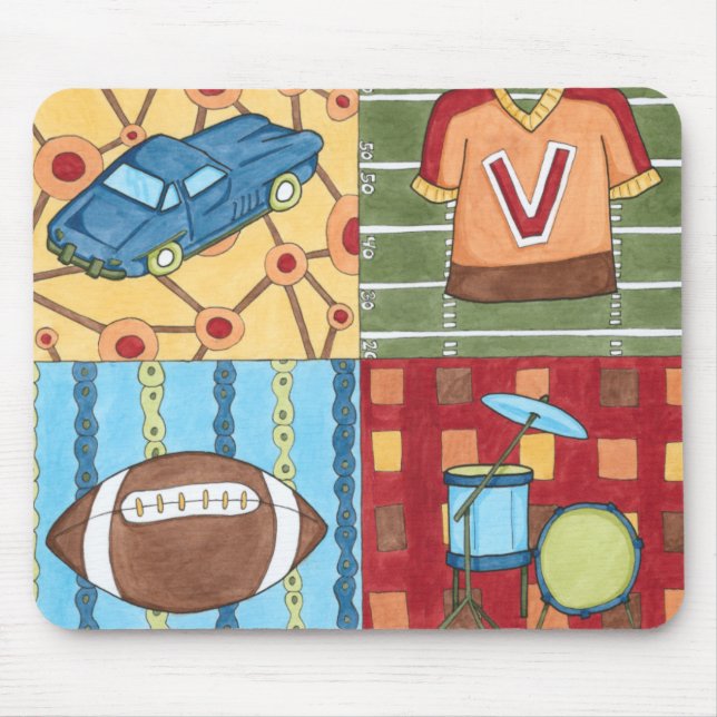 Car, Jersey, Football and Drum Kit Mouse Pad (Front)