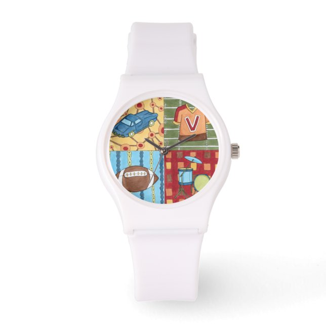 Car, Jersey, Football and Drum Kit Watch (Front)