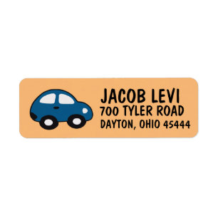 CAR KIDS BOYS Return Address Label