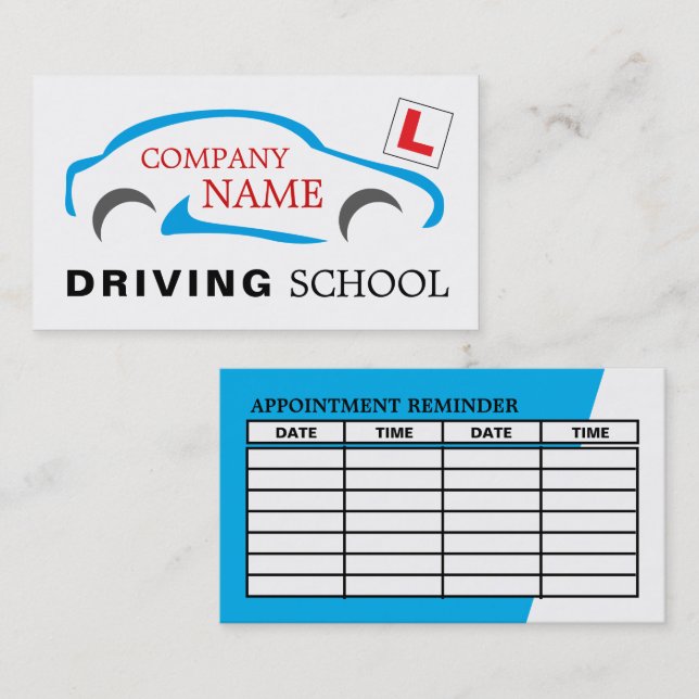 Car Logo, Driving School/Instructor Appointment Business Card (Front/Back)