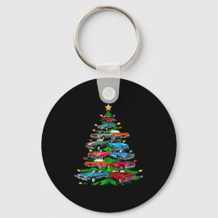 Car Madness Christmas Tree -clic Muscle And Hotrod Keychain