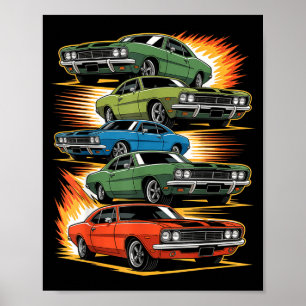 Car Madness Muscle Hotrods And Clic Vintage  Poster