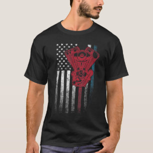 Car Mechanic 4th Of July American Flag Usa Ameri T-Shirt