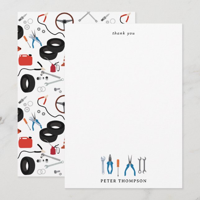 Car Mechanic Automotive Tools Thank You Card (Front/Back)