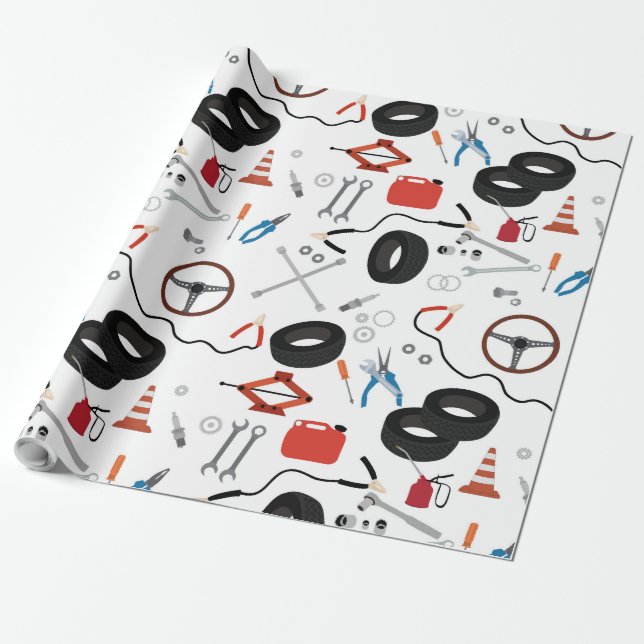 Car Mechanic Automotive Tools Wrapping Paper (Unrolled)