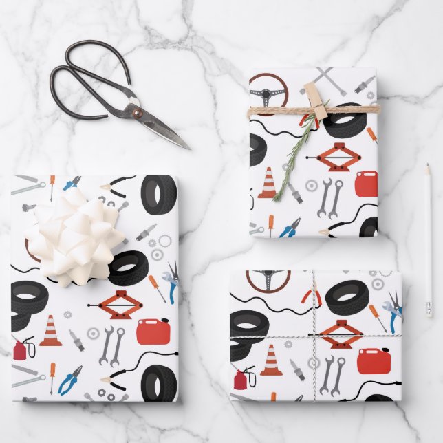 Car Mechanic Automotive Tools Wrapping Paper Sheet (Front)