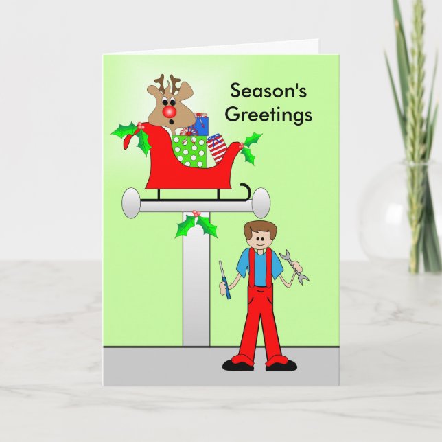 Car Mechanic Christmas Design Holiday Card (Front)