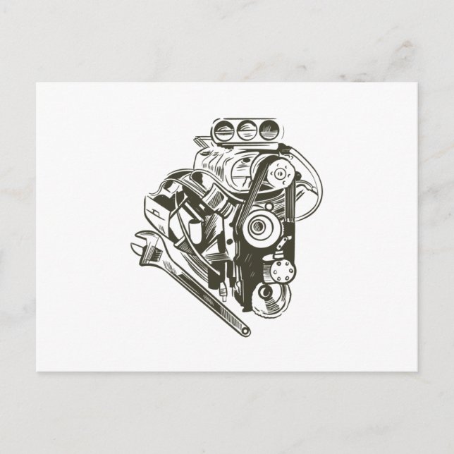 CAR MECHANIC ELEMENT POSTCARD (Front)