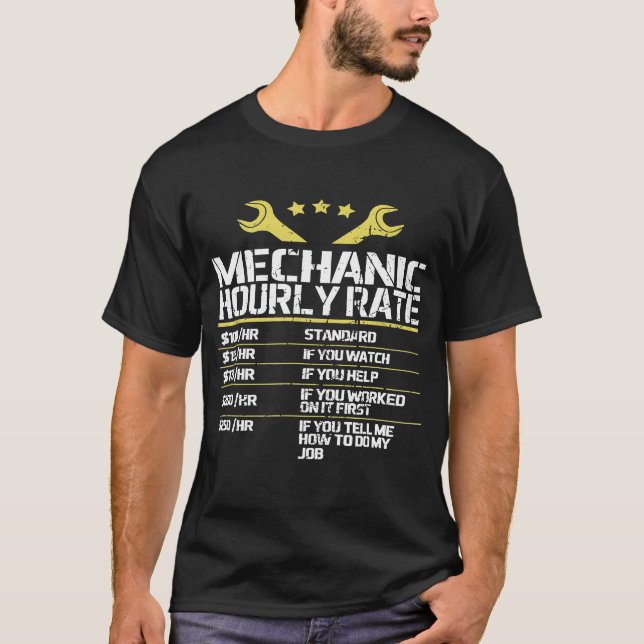 Car Mechanic Hourly Wage Motif Mechatronic T-Shirt (Front)