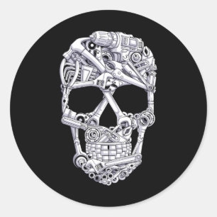 Car Mechanic Tools Skull Garage Halloween Costume  Classic Round Sticker