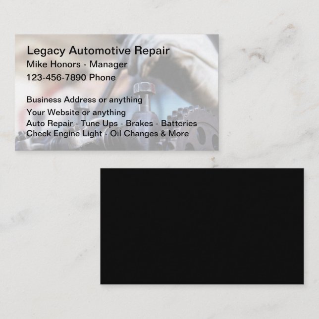  Car Mechanic Unique Editable Business Cards (Front/Back)