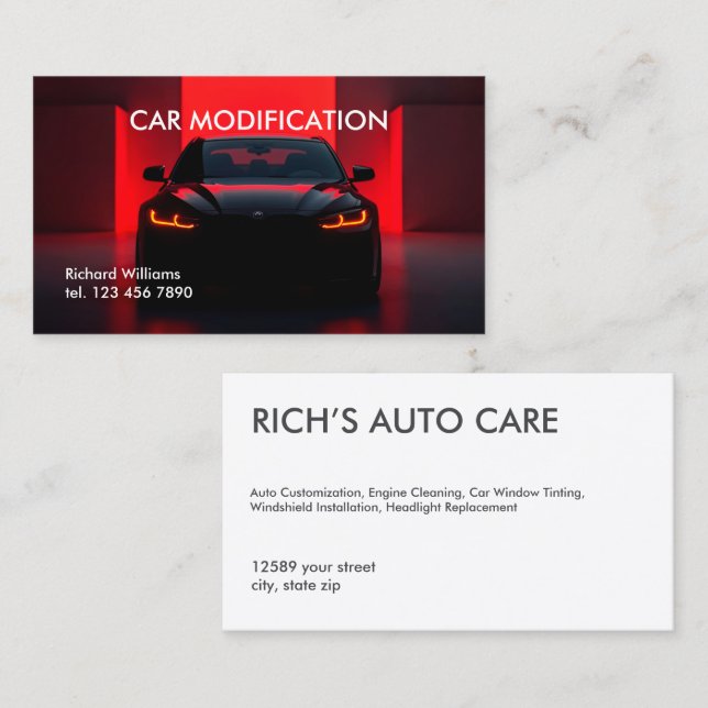 Car Modification Auto Business Card (Front/Back)