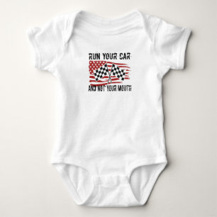 Car Motor Racing Car Drag Racing Fan Flag Flag Baby Bodysuit