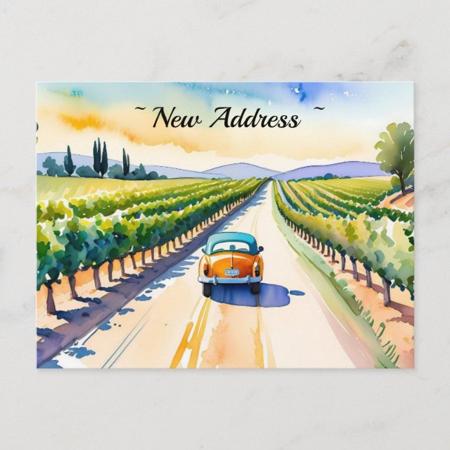 CAR ON THE MOVE CHANGE OF ADDRESS POSTCARD (Front)