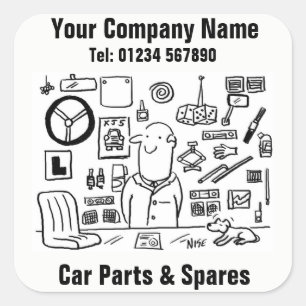 Car Parts Vehicle Spares and Accessories Square Sticker