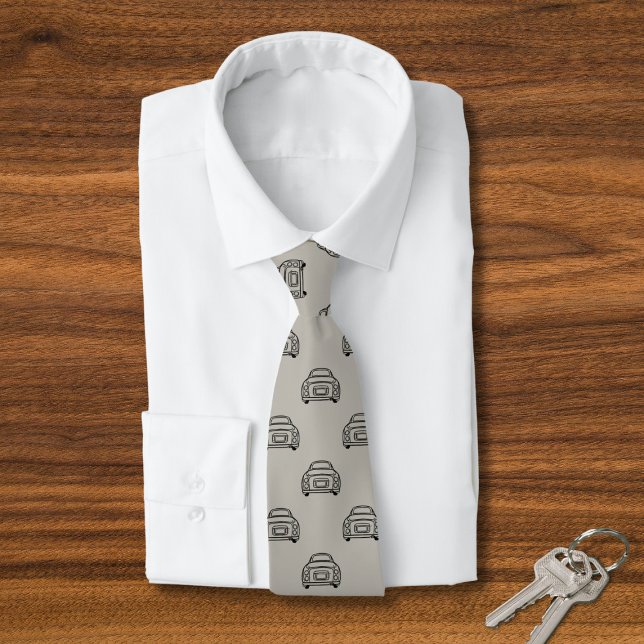 Car Pattern Figarations Beige Figaro Neck Tie (A fun figgy pattern tie for the Topaz Mist figaro owner)