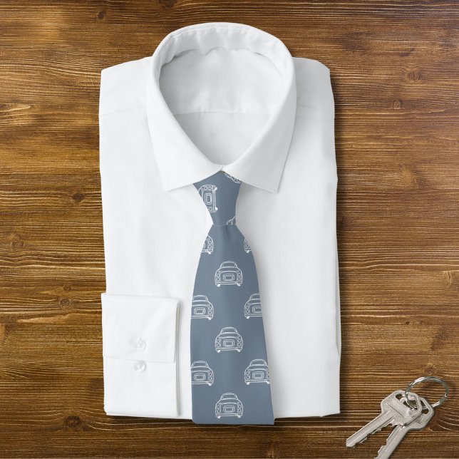 Car Pattern Lapis Grey Figaro Figarations Neck Tie (A fun figgy pattern tie for the Lapis Grey figaro owner)