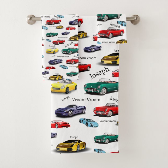 Car Pattern Multi-Coloured Vehicles Cars Automobil Bath Towel Set (Insitu)