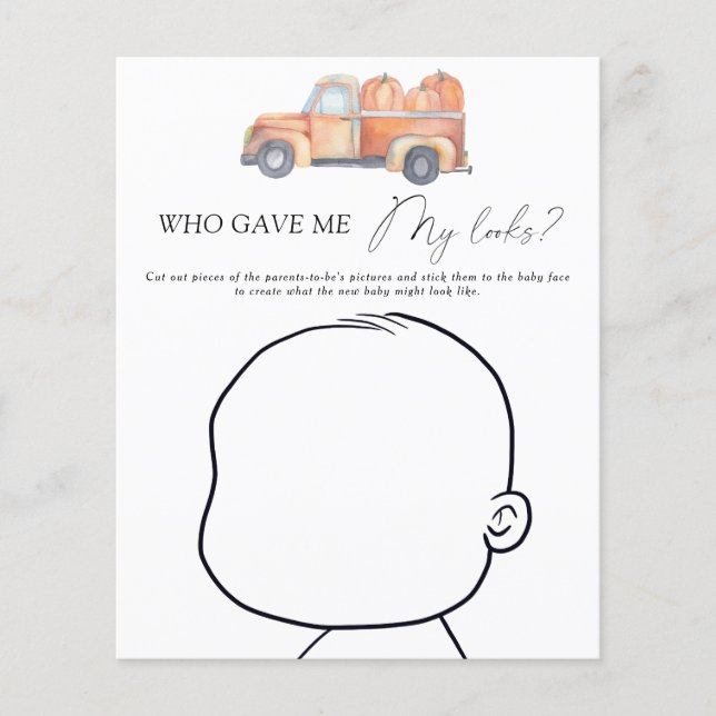 Car pumpkin - Who gave me my looks baby game (Front)