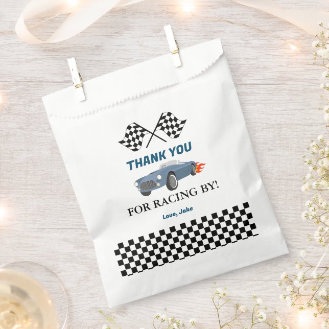 Car race Blue Baby shower Favour Bag (Clipped)