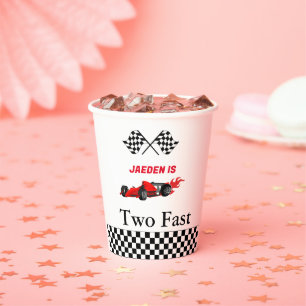 Car race boy2nd birthday party paper cups