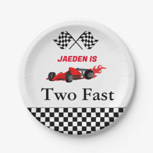 Car race boy 2nd birthday party paper plate