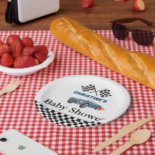 Car race boy Baby shower party Paper Plate