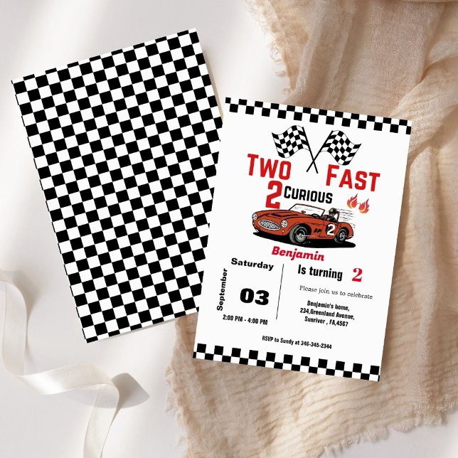 Car race growing up two fast Boy 2nd birthday Invitation (Creator Uploaded)