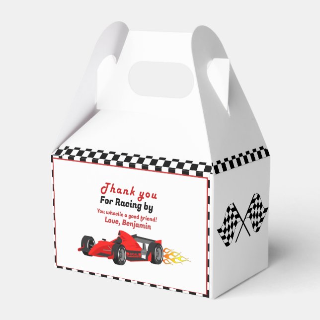 Car Race  Growing up two Fast Thank You Birthday  Favor Box (Front Side)
