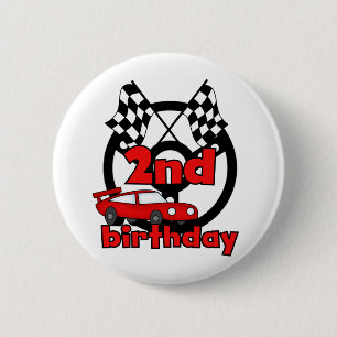 Car Racing 2nd Birthday Tshirts and Gifts 2 Inch Round Button