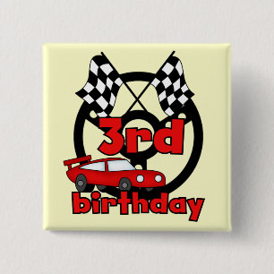 Car Racing 3rd Birthday Tshirts and Gifts 2 Inch Square Button