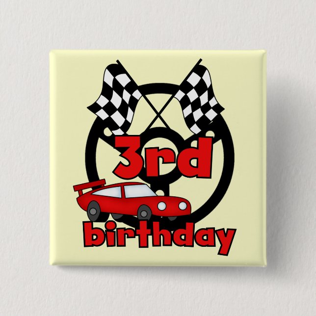 Car Racing 3rd Birthday Tshirts and Gifts 2 Inch Square Button (Front)