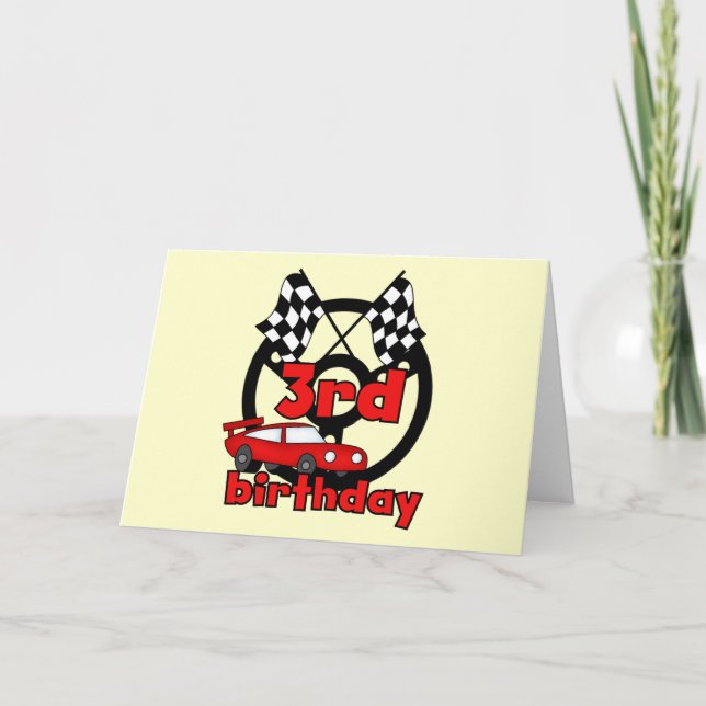 Car Racing 3rd Birthday Tshirts and Gifts Card (Front)