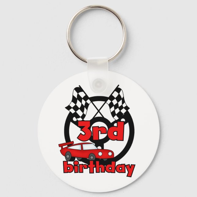 Car Racing 3rd Birthday Tshirts and Gifts Keychain (Front)