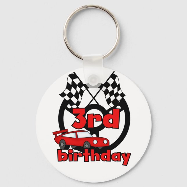 Car Racing 3rd Birthday Tshirts and Gifts Keychain (Front)