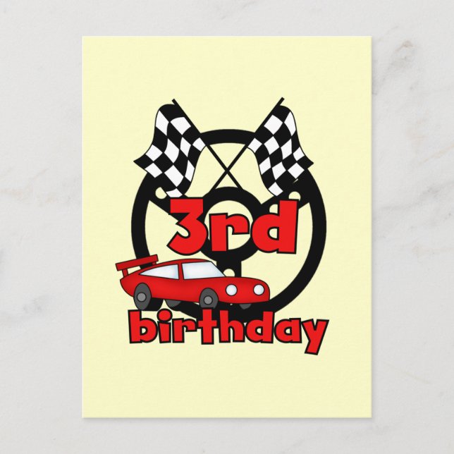 Car Racing 3rd Birthday Tshirts and Gifts Postcard (Front)