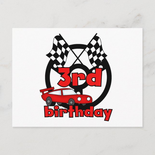 Car Racing 3rd Birthday Tshirts and Gifts Postcard (Front)