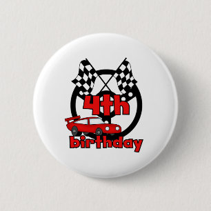 Car Racing 4th Birthday 2 Inch Round Button