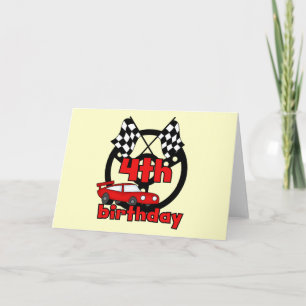 Car Racing 4th Birthday Tshirts and Gifts Card
