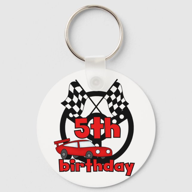 Car Racing 5th Birthday Tshirts and Gifts Keychain (Front)