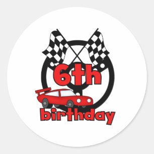Car Racing 6th Birthday Classic Round Sticker