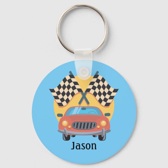 Car Racing Auto Themed Keychain Custom (Front)