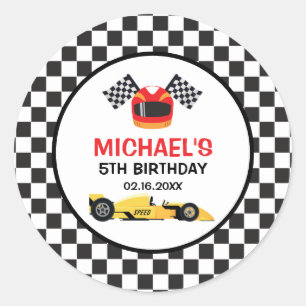 Car Racing Birthday Classic Round Sticker
