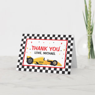 Car Racing  Birthday Thank you card